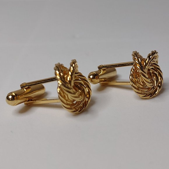 Gold Tone Knot Bullet Back Cufflinks - Picture 5 of 10